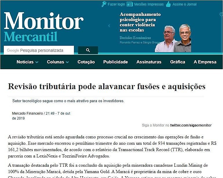 Reviso tributria pode alavancar fuses e aquisies